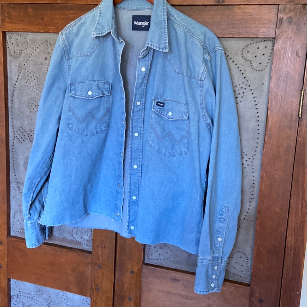 Wrangler DIY Cropped Jacket Shirt Denim Jean Size L